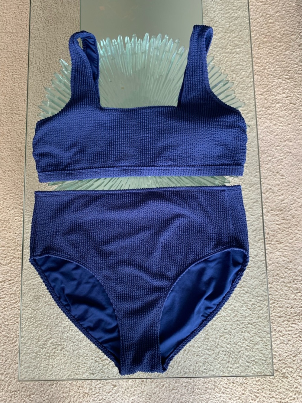 💜 George Bikini Navy Seersucker Padded Top
